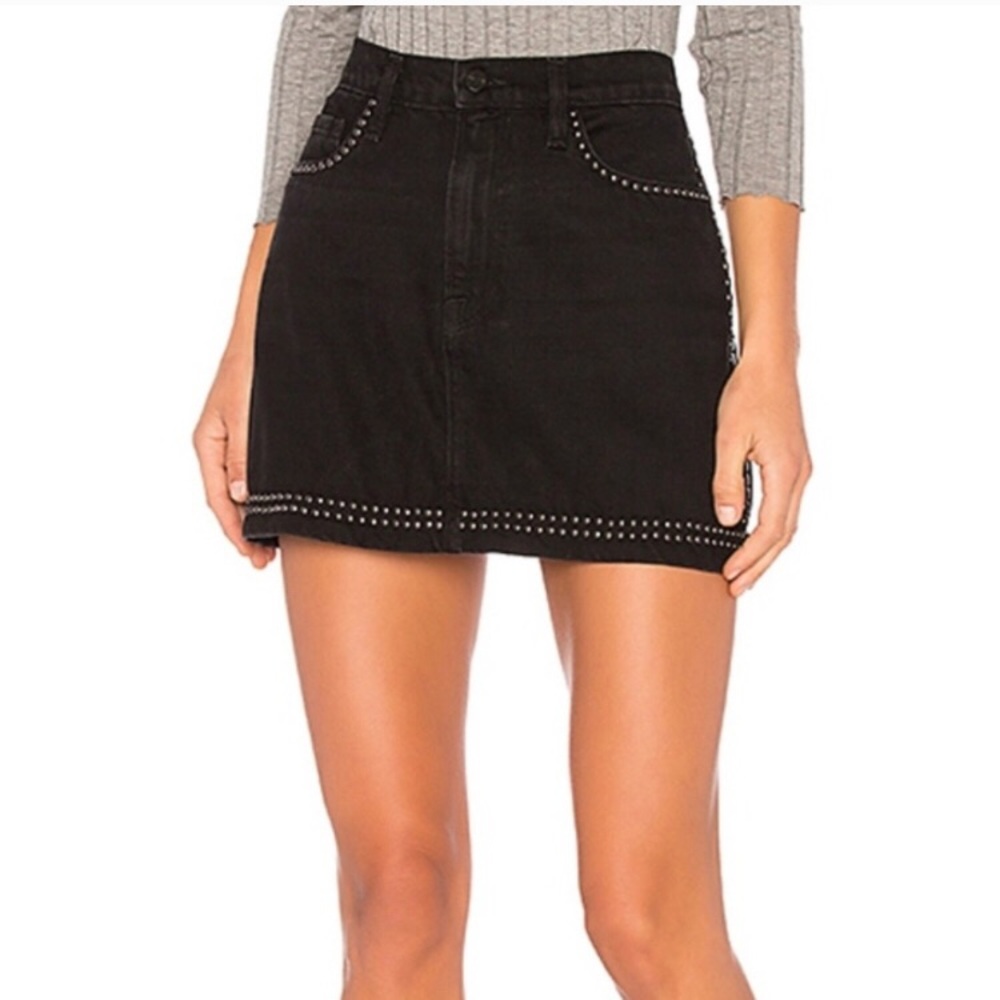 Frame | Le Studded Black Denim Mini Skirt Sz 28/6
